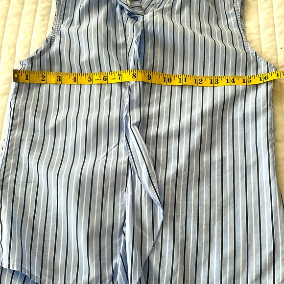 Frame Denim Ruffle Stripe Sleeveless‎ Round Collar Cotton shirt Size X Small - Picture 7 of 7